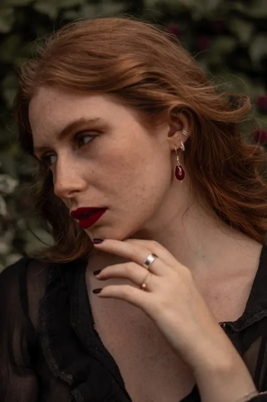 Blood Red Cut Glass Earrings