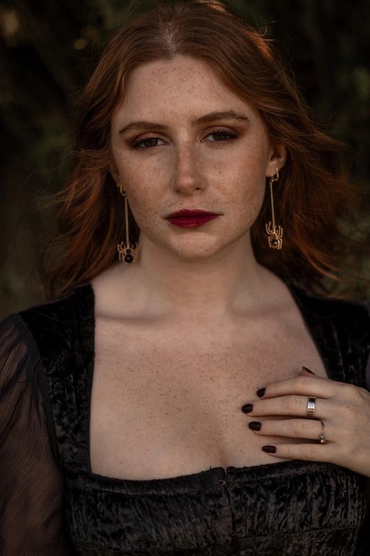 Tiger's Eye Hand Wrapped Halloween Spider Drop Earrings