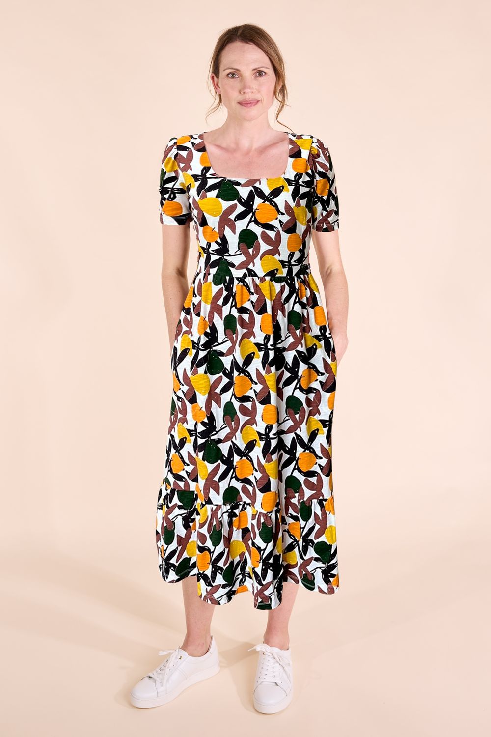 GOTS Organic Cotton Square Neck Midi Dress