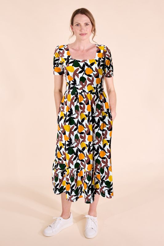 GOTS Organic Cotton Square Neck Midi Dress