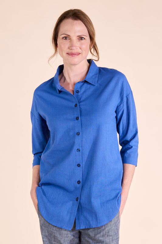 Long Cotton Scoop Hem Shirt