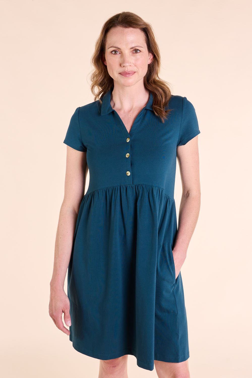 GOTS Organic Cotton Open Collar Tunic Dress