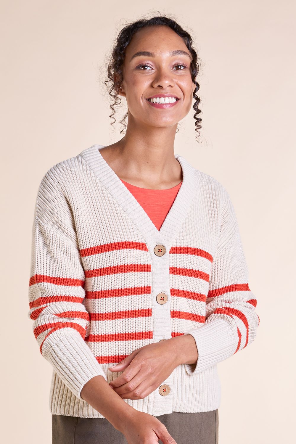 GOTS Organic Cotton Striped Cardigan