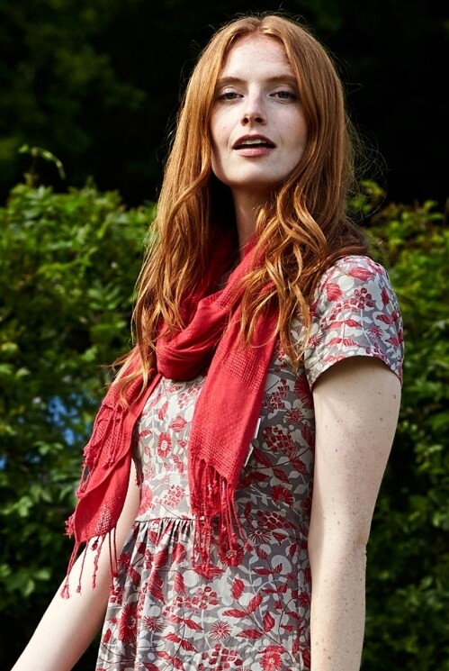 Plain Handloom Woven Scarf Summer, Color: Cerise