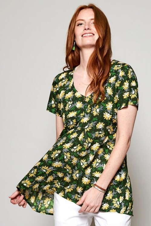 Scoop Hem Short Sleeve Viscose Tunic