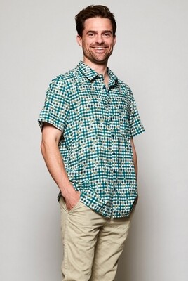 Block Check Short Sleeve Cotton Shirt