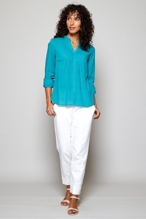 Plain Pintuck Cotton Shirt