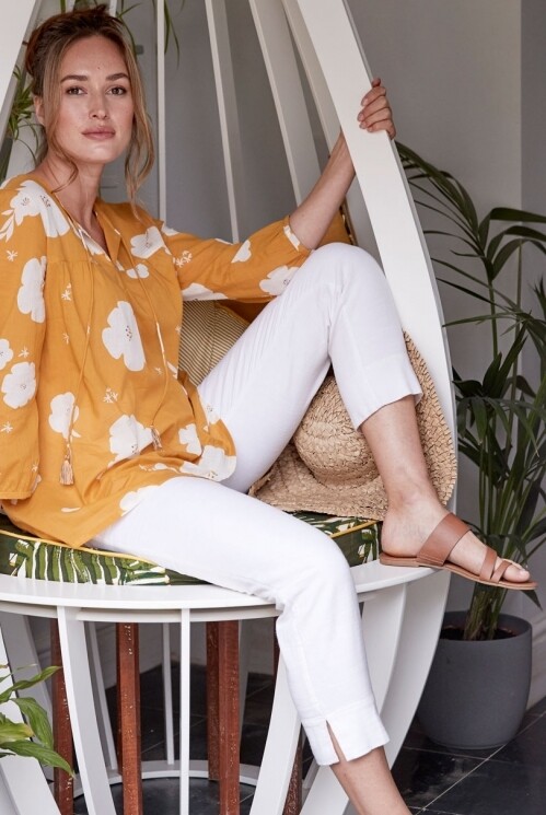 Relaxed Fit Cotton Crop Trousers