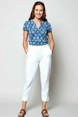 Relaxed Fit Cotton Crop Trousers