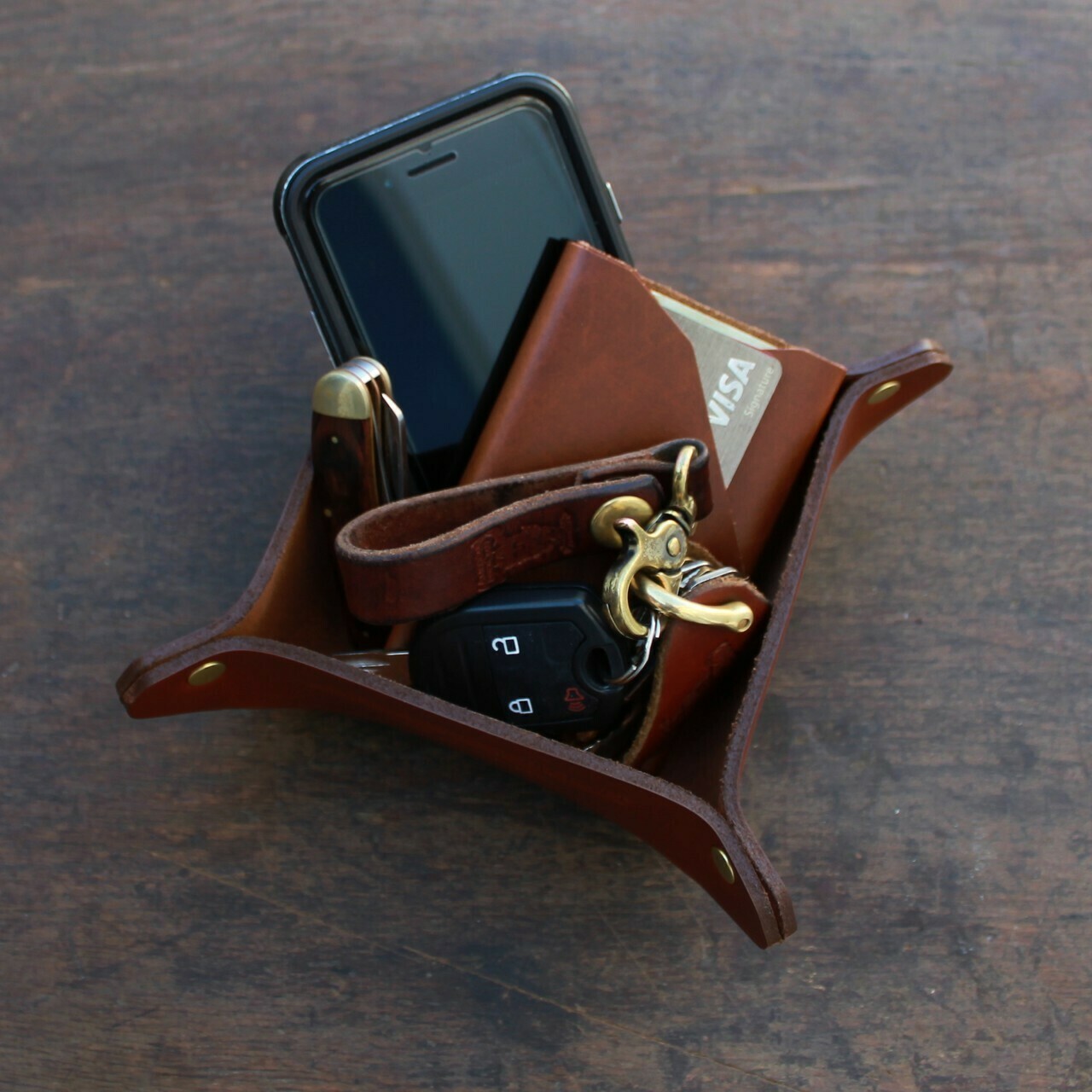 Leather Catchall Valet Tray
