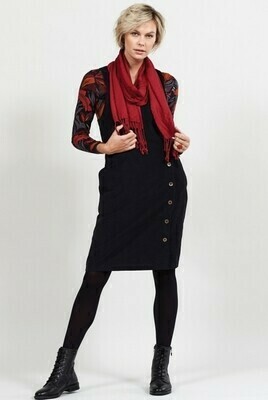 Cord Button Through Dungaree Dress