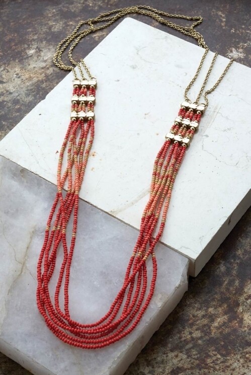 Ziva Multi Strand Bead Necklace