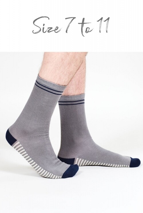 Men's Organic Cotton Classic Stripe Socks, Color: Ash