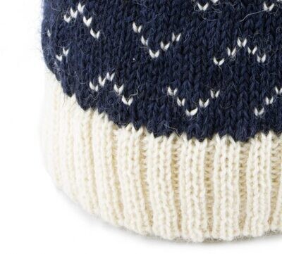 British Wool Saxon Beanie Hat- Navy