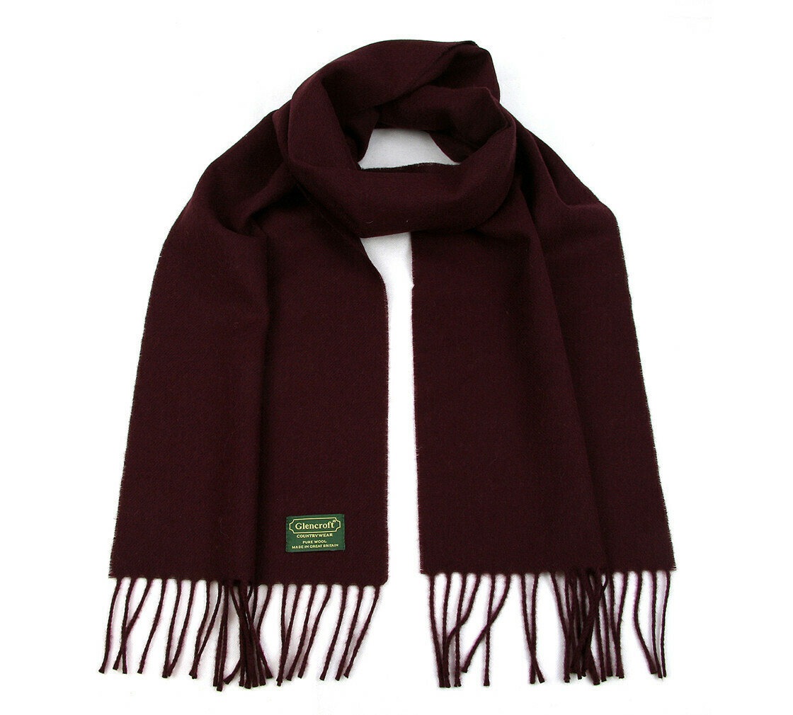 100% Pure New Lambs wool Plain Scarves, Color: Wine