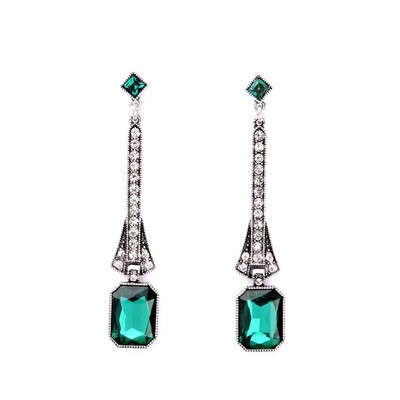 Art Deco Drop Emerald Cut EA Silve