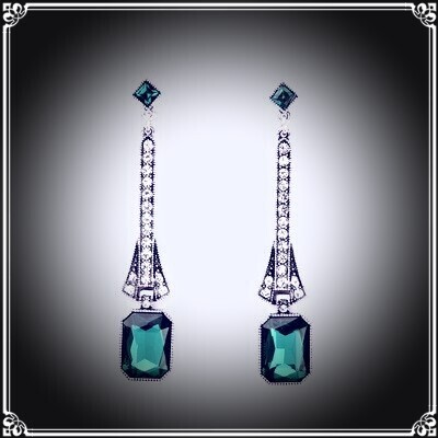 Art Deco Drop Emerald Cut EA Silve