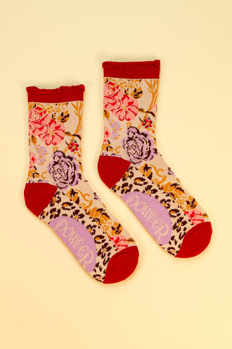 Floral Stencil Ankle Socks