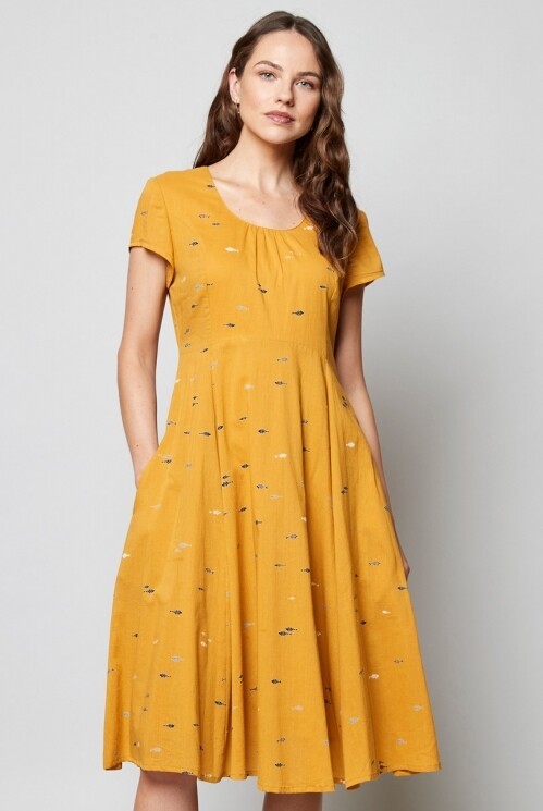 Fit and Flare Minnow Dress, Color: Gold /  size 18