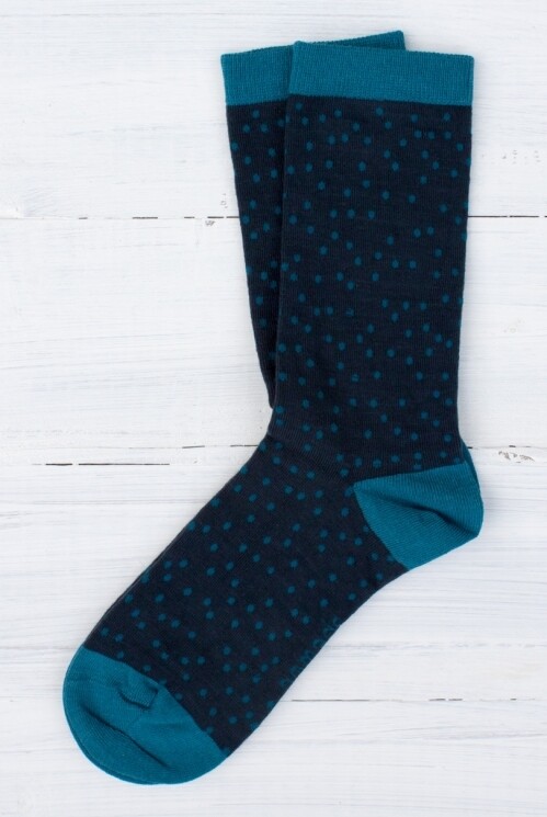 Mens Organic Cotton Spotted Socks, Color: Navy