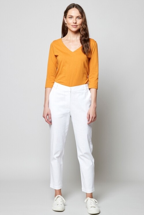 Slim Leg Cotton Trouser, Color: White