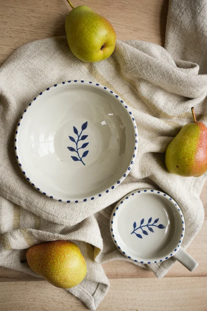 Hand Painted Botanic Snack Bowl - Ink