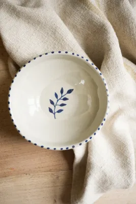 Hand Painted Botanic Snack Bowl - Ink