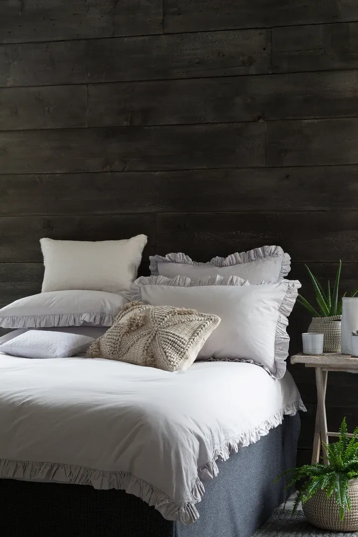 Malmo Ruffle King Size Duvet Cover - Silver Grey   Pre-Order