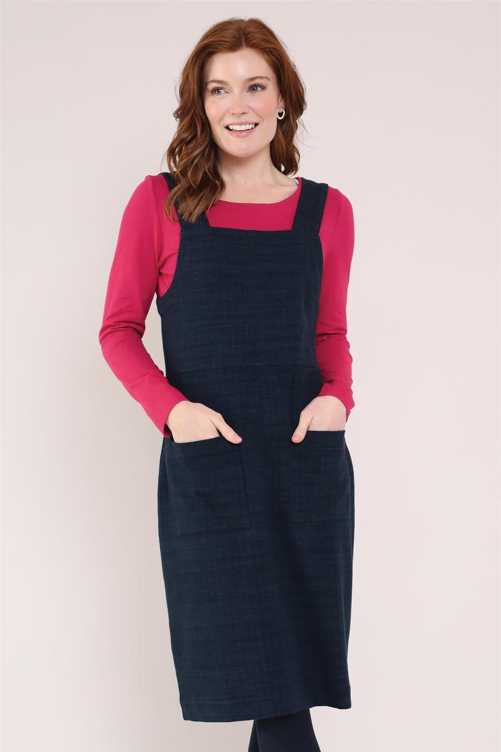 Chevron GOTS Pinnafore Pocket Dress