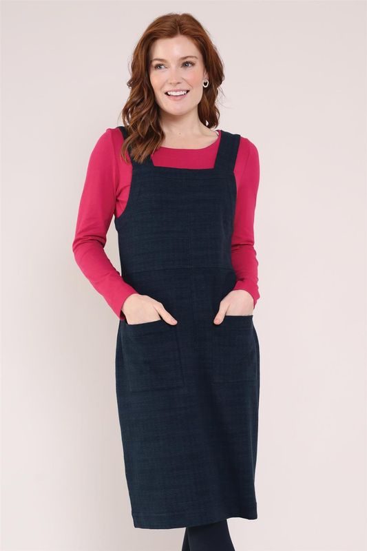 Chevron GOTS Pinnafore Pocket Dress