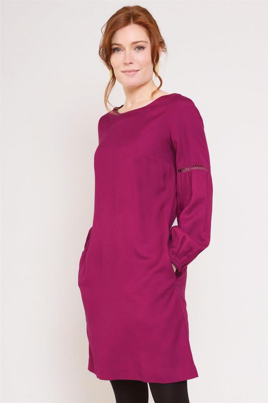 Plain Gathered Sleeve Tunic Dress