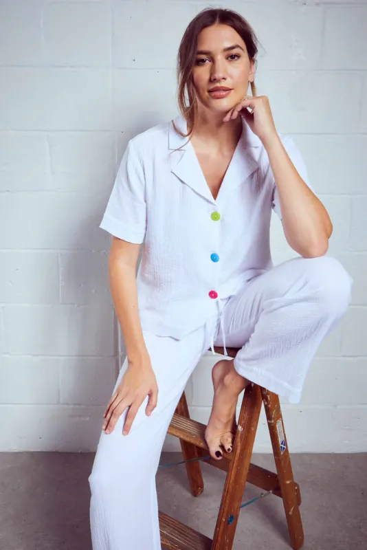 Short Sleeve Button Lounger PJ Set