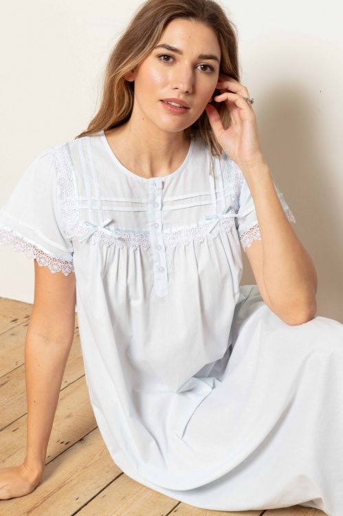 Cara Victorian Cotton Lawn Short Sleeve Nightdress