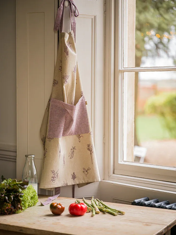 🥕 Vegetable Patch Cotton Apron – Beetroot, Carrot &amp; Pea Green   Pre-Order