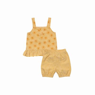 Yellow Floral 2‑Piece Summer Set (Top + Bloomers)
