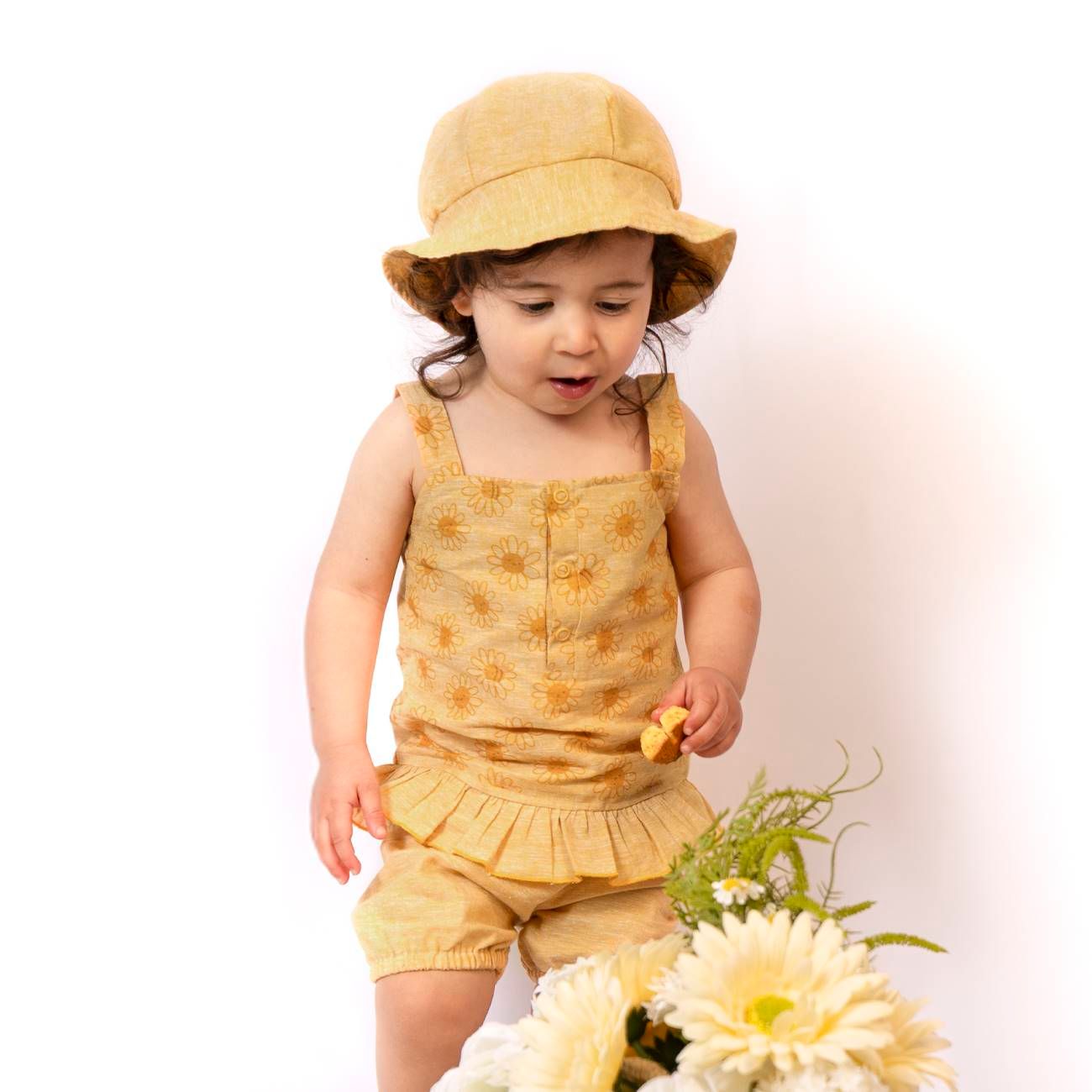 Yellow Floral 2‑Piece Summer Set (Top + Bloomers)
