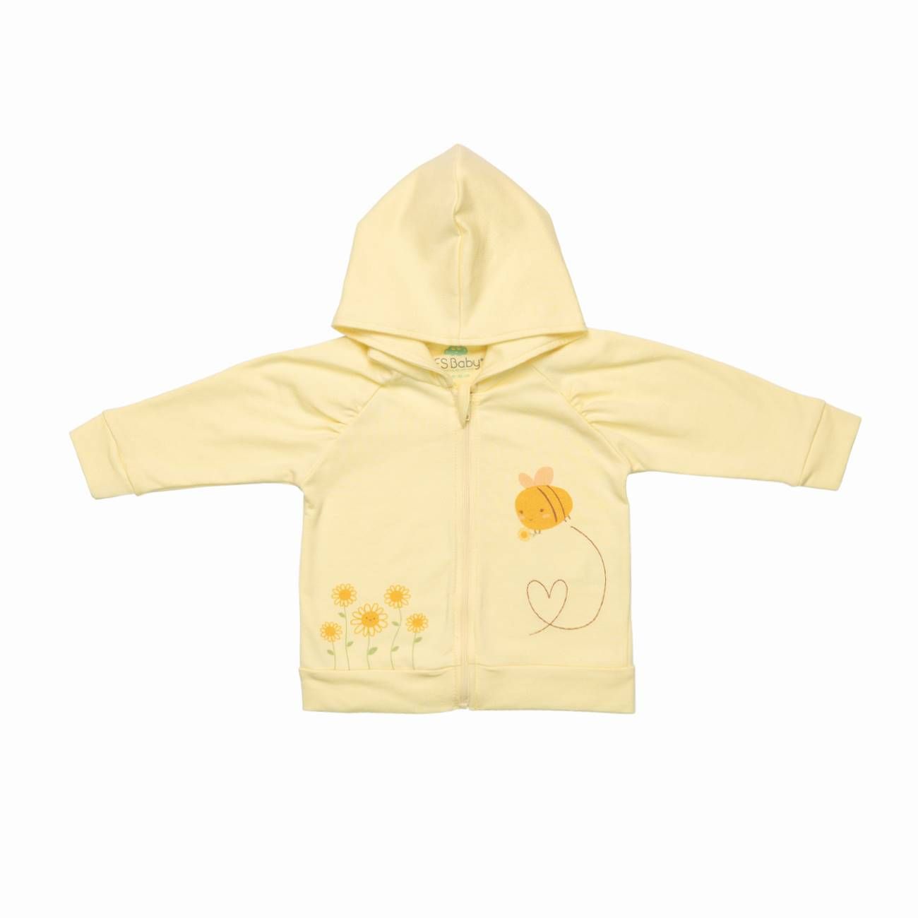 Yellow Bee &amp; Flowers Baby Hoodie
