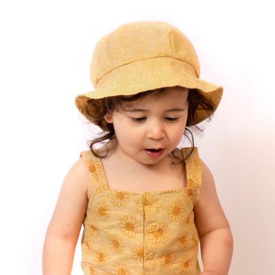 Yellow Baby Sun Hat with Chin Straps