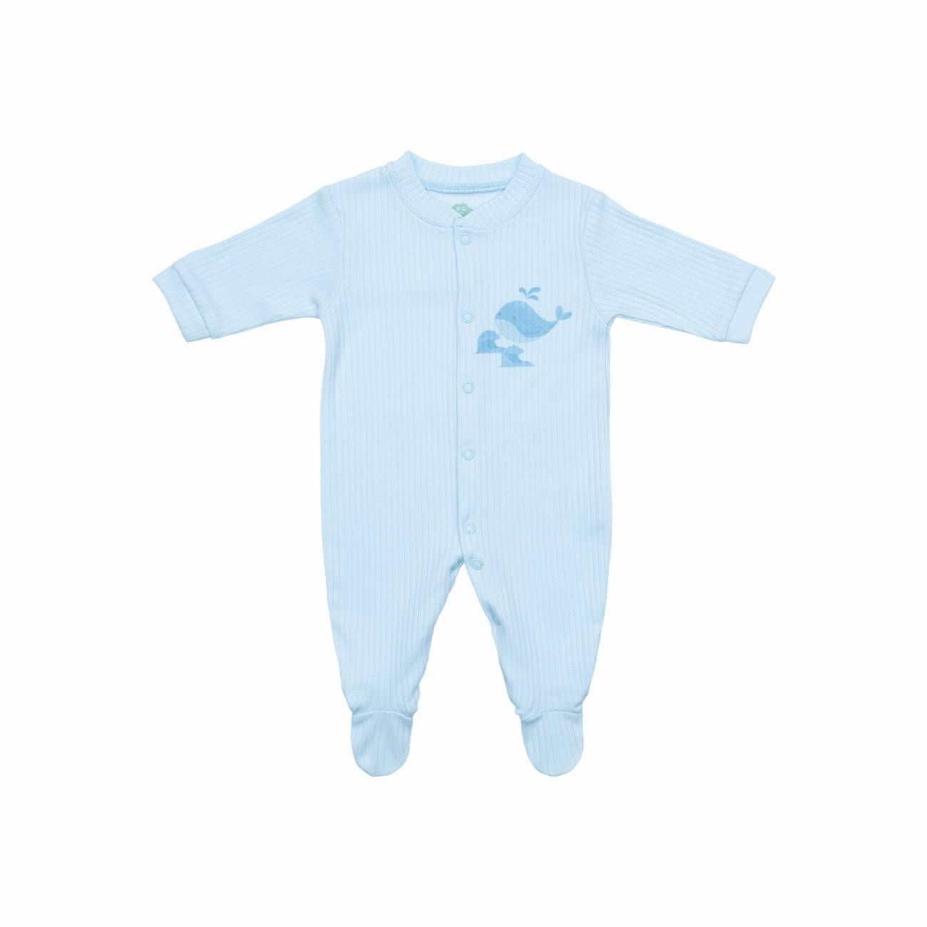 Blue Whale Ribbed Baby Footed Pijama