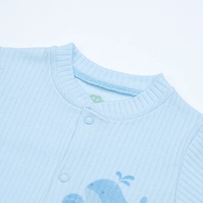 Blue Whale Ribbed Baby Footed Pijama
