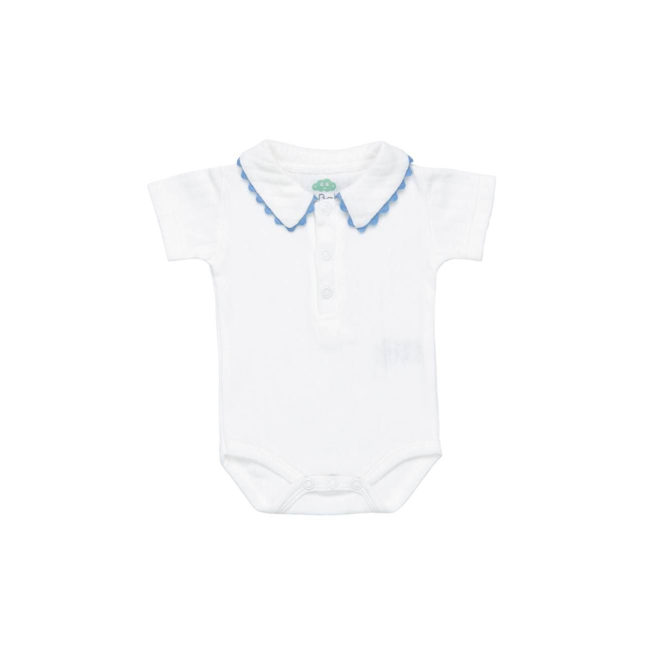 White Collared Bodysuit with Blue Trim