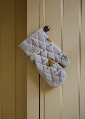 Herb Print Single Oven Glove Mustard