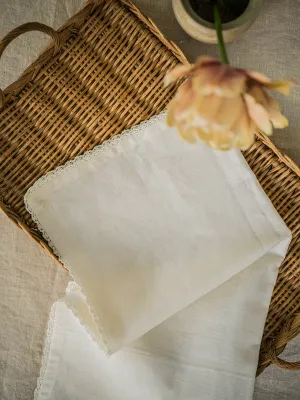 Linen &amp; Lace Napkin - White Set of 4