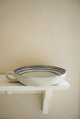 Hand Painted Breton Stripe Dish - Ink