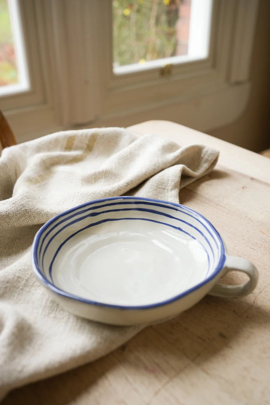 Hand Painted Breton Stripe Dish - Ink