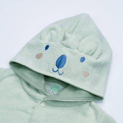 Organic Cotton Hooded Jacket — Mint Bear