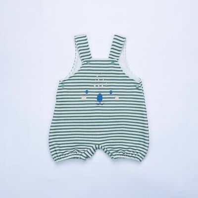 Organic Short‑Sleeve Romper + T‑Shirt Set — Green Stripes
