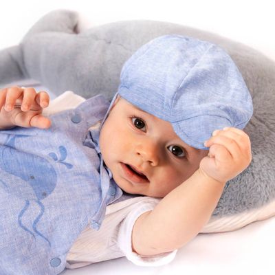 Linen Baby Hat — Light Blue
