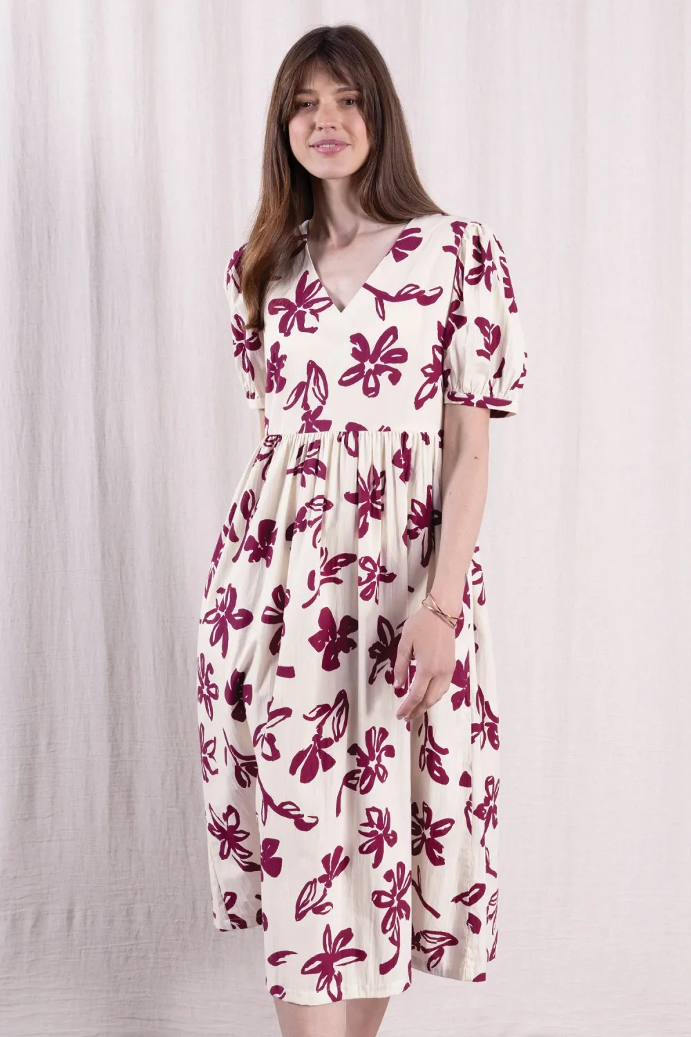 Puff Sleeve Dress - Rosewood