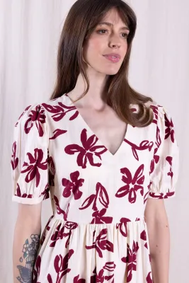 Puff Sleeve Dress - Rosewood